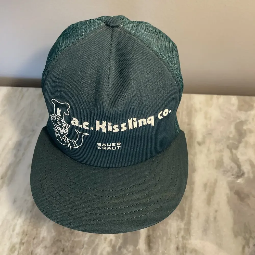 Vintage A.C. Kissling co. sauer kraut. green trucker hat Foam Breakdown